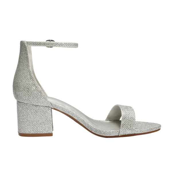 Chunky Low Heel Pump Sandals - SILVER GLITTER - 2